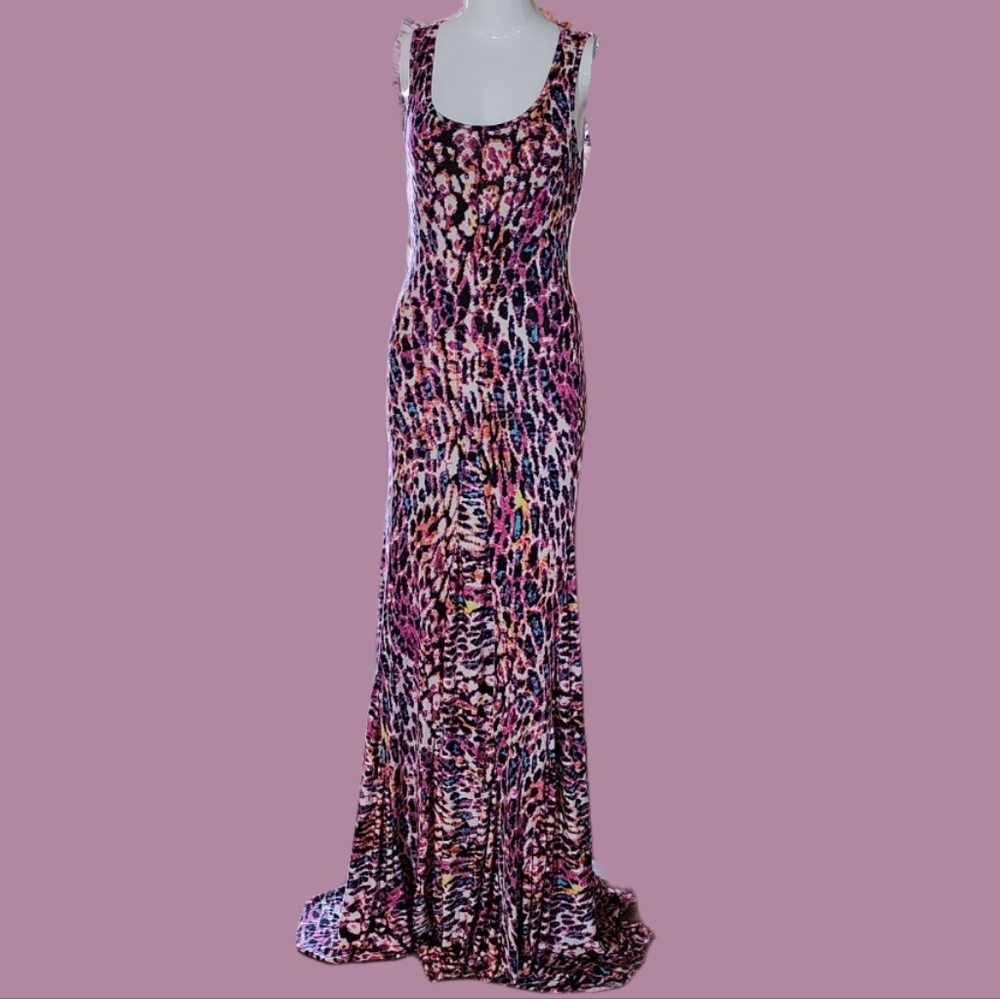 ANIMAL Print Fitted Maxi With Twirl Flare at Bottom